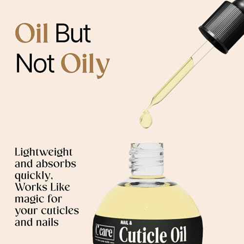 C CARE Sweet Almond Cuticle Oil For Nails - Repairs Cuticles Overnight - Moisturizes and Strengthens Nails and Cuticles - Dropper & Brush included - 2.5oz