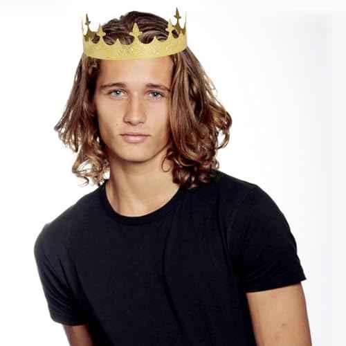 King Crown for Men, Metal Hair Band Baroque Royal Crown Gold Crowns and Tiara for Theme Birthday Party Costume Accessories