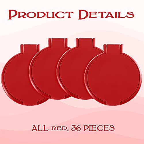 36 Pcs Compact Mirror Bulk Portable Round Makeup Mirror Mini Foldable for Purse Women Travel Daily Use Mother¡®s Day Gifts (Red)