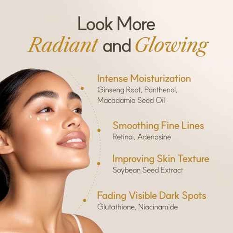 The Face Shop Ginseng Glow Eye Serum - Reduces Visible Dark Circles & Wrinkles, with Korean Ginseng, Retinol, Anti Aging, Korean Skincare, 30ml / 1.01 fl. oz.