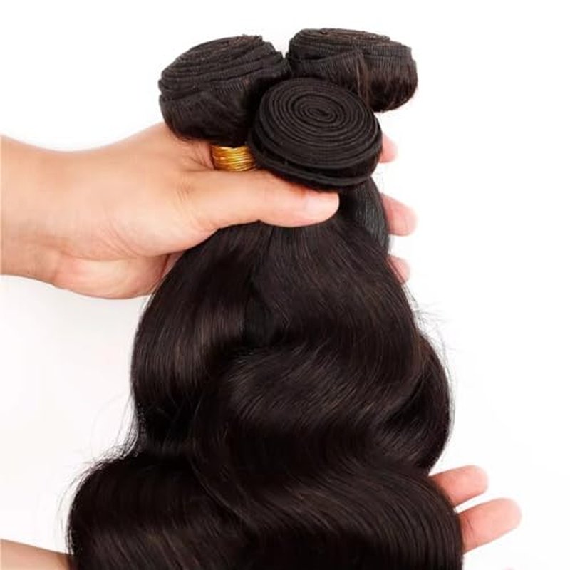 Body Wave Human Hair Bundles - Brazilian 2 Bundles for Black Women, 20 22 Inch, 10A Grade 100% Unprocessed Extensions, Natural Black