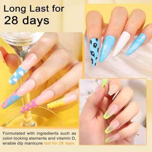 Lavender Violets 94Pcs Dip Powder Nail Kit Starter, 30 Neon Colors Red Purple Green Orange Yellow with Dipping Powder Liquid Set and Nail Art Tool for Colorful DIY Manicure B703