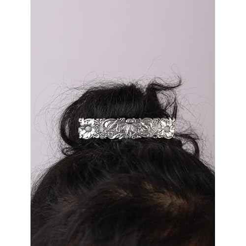 HAQUIL Vintage Flower Rectangular Hairclip, Hair Clip Vintage Viking Celtic Knot Protection Hair Clip, Barrettes Gift for Women Viking Hair Accessories