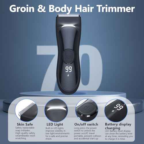 Body Hair Trimmer with Ceramic Blade - Manscaper Electric Razor for Men Women, Electric Shaver for Pubic Hair, Chest, Legs & Bikini, Waterproof & Rechargeable, Led Display