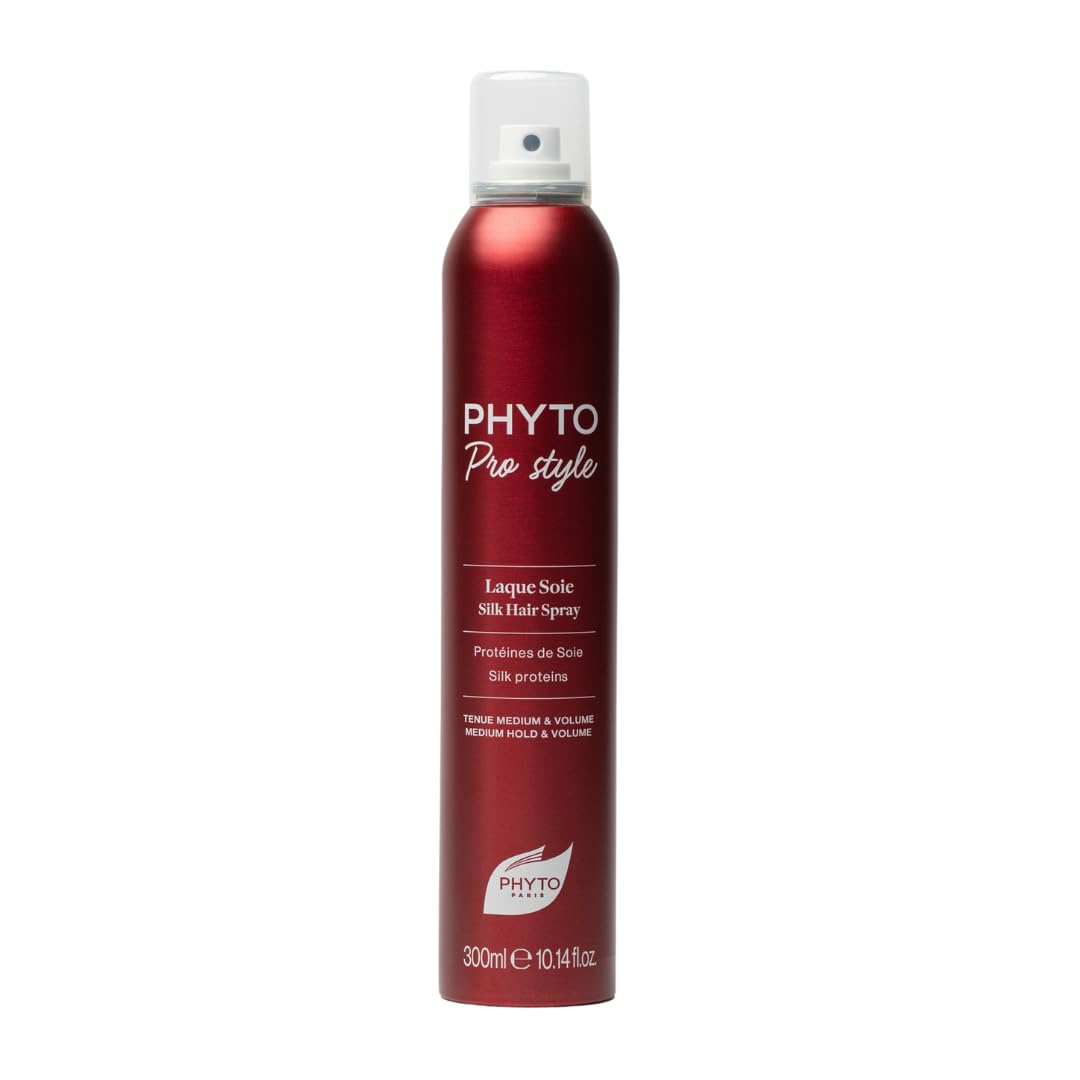 PHYTO Phytolaque Soie Hairspray - Medium Hold & Volume | Silk Protein Finishing Spray for Shine & Frizz Control | Unscented | All Hair Types | Made in France | 10.14 fl oz (300 ml)