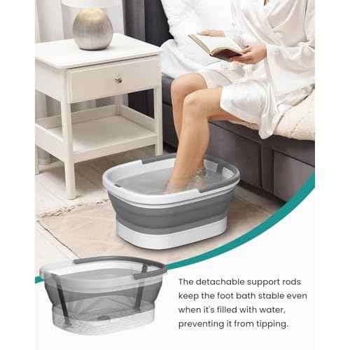 Nekteck Foot Soaking Tub Collapsible Bucket for Foot Bath Soak Tub, Foot Basin Foot Soaker with 138 Acupressure Nodes and Pumice Stone for Feet Massager Pedicure Foot Spa, Gifts for Men Women Dad Mom