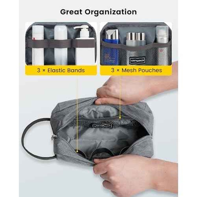 Vorspack Travel Toiletry Bag - Water Resistant Toiletry Bag for Men Small Travel Bag for Toiletries, Accessories - Black