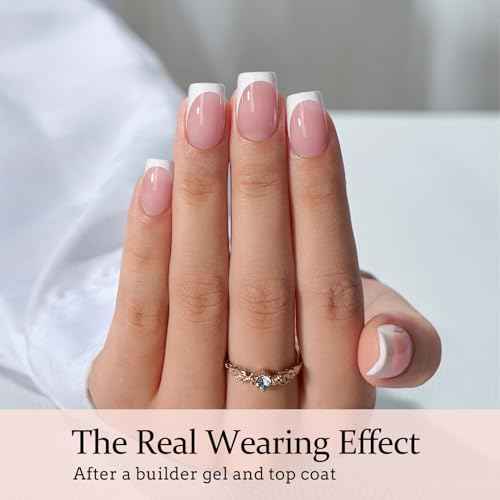 BTArtboxnails XCOATTIPS French Tip Nails - Short Press On Nails, 160 Pcs Pink Square Soft Gel Nail Tips Pre-applied Tip Primer & Base Coat, No Need File False Nails for Gift, 16 Sizes