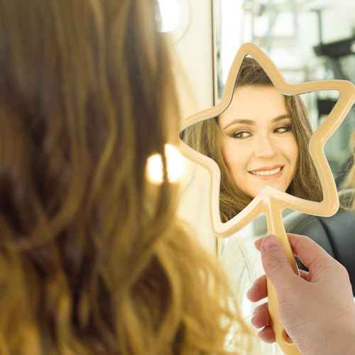 minkissy Portable Star Handheld Makeup Mirror with Elegant Handle for Travel and Home Use Perfect for Makeup Application and Personal Care
