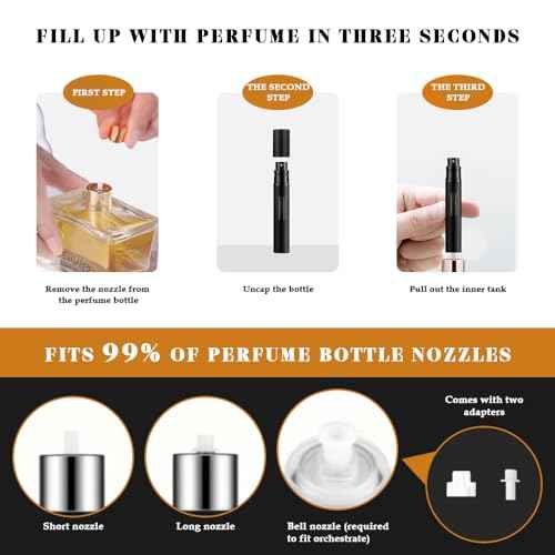 8ml Perfume Atomizer Travel Refillable,Mini Cologne Dispenser, Bottom-Filling Fragrances Perfumes Bottle,Portable Sprayer Pocket Size for Women Men Cruise Car Trip Gift 2pcs (Black-Black)