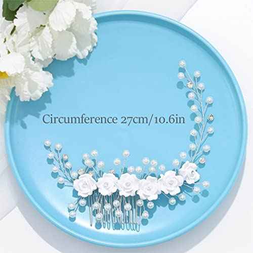 Campsis Flower Girls Hair Accessory, White Floral Headband, Pearl Headpiece for Bridal