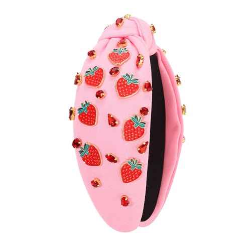 Strawberry Headband for Women, Fruit A-Pink, Hair Accessory for Summer, Beach Vacation, Wedding, Party, One Size, 1 Count