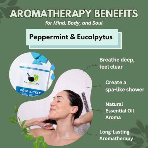 Cold Kicker Shower Steamers Aromatherapy for Sinus Relief - Adult Stocking Stuffer Christmas Gift - USA Made - Peppermint & Eucalyptus Shower Bomb Tablets - Soothing Natural Essential Oils (10 Pack)