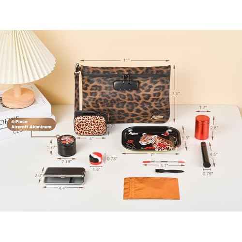 Storage Bag with Combination Lock and Accessories Travel Medicine Bag Container Money Cosmetic Organizer Great Christmas Gifts for Women Leopard