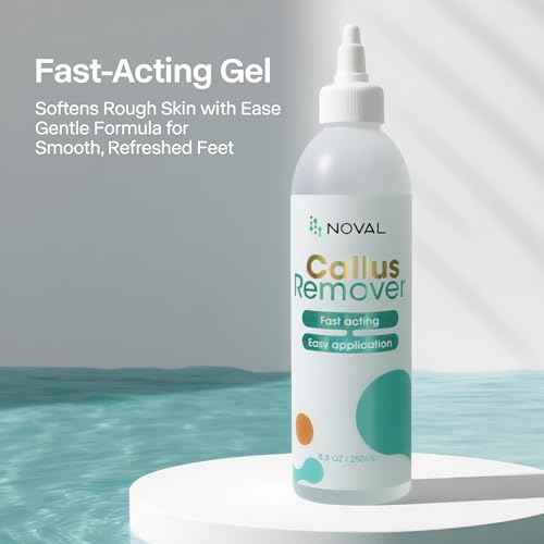 NOVAL Callus Remover Gel 250ml and Gold Handle Nano Glass Foot File Set£¬Dead Skin Remover for Feet, Exfoliating Gel for Cracked Heels and Smooth Pedicure Care