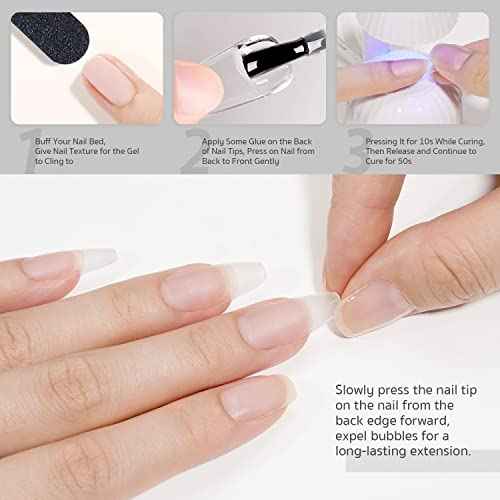 GAOY 2Pcs 16ml Gel Nail Glue for Acrylic Nails Tips, 2 in 1 Nail Glue and Base Coat, UV Light Cure