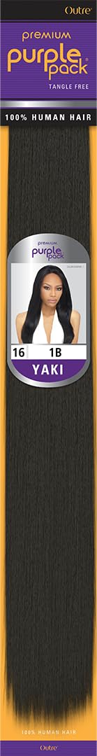 Outre 100% Human Hair Purple Pack Yaki 16" (1 Pack, OFF BLACK 1B)