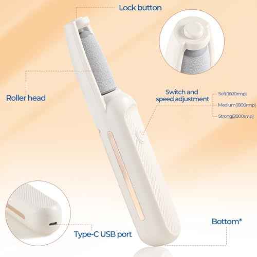 Electric Callus Remover for Feet, Rechargeable Waterproof Foot File with 2 Roller Heads, Cordless Pedicure Tool for Cracked Heels & Dead Skin