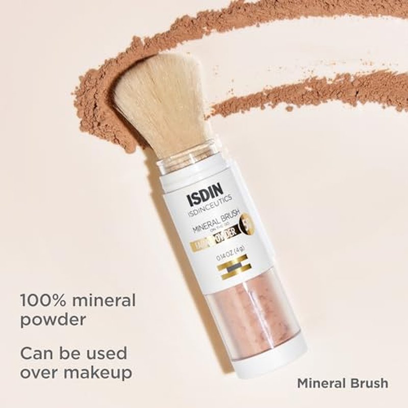 ISDIN Mineral Brush Powder, Facial Pollution and Blue Light Protection, a Complement to your Sun Care Routine, Suitable for Sensitive Skin