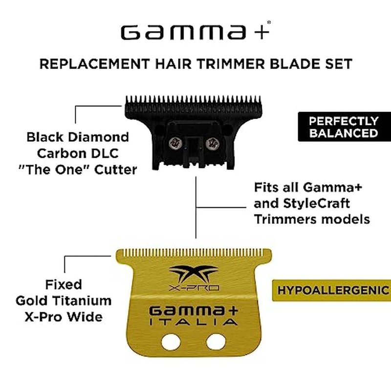 GAMMA+ Hair Trimmer Fixed Moving Blade Replacement Professional Grade
