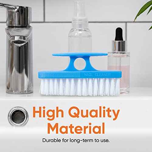Superio Nail Brush Cleaner with Handle - Durable Brush Scrubber To Clean Toes, Fingernails, Hand Scrubber All Surface Cleaning, Blue Heavy Duty Scrub Brush Stiff Bristles, Easy To Hold