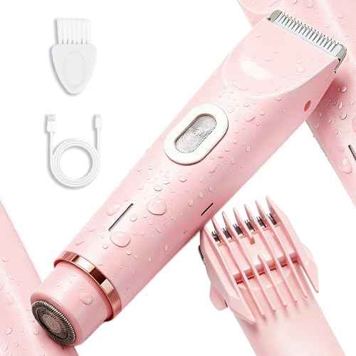 2-in-1 Bikini Trimmer for Women - IPX7 Waterproof & Painless Electric Razors for Bikini Line, Legs, Underarms, Face - Portable Cordless Shaver with Fast Charging | Ideal Christmas Gift for Women