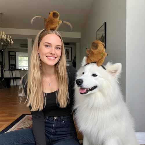 UQJE Capybara Headband Funny Stuffed Capybara Hairband Cute Plush Hairpin Headwear Accessories