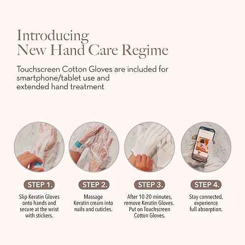 Bodipure Premium Hand Mask Keratin Gloves 3pk of Moisturizing Gloves for Dry Cracked Hands Plus Touchscreen White Cotton Gloves 1pk for Dry Hands to Fully Absorb The Cream.
