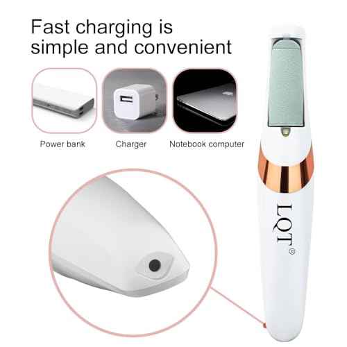 LQT¢ç Electric Foot File ? Rechargeable Callus Remover for Hard, Cracked Skin ? at-Home Pedicure Kit for Smooth Feet (Men & Women) (White)