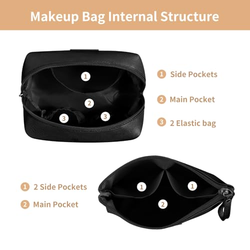 Cosmetic Bags for Women Small Makeup Bag for Purse Pu Leather Makeup Pouch Travel Makeup Bag with Zipper Make Up Bag for Travelling
