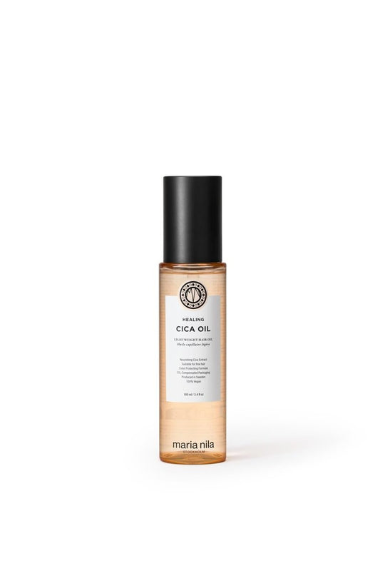 Maria Nila, Healing Cica Oil, 3.4 Fl Oz, Weightless Hair Oil designed to deliver Softness & Shine, Infused with Tiger Grass (Cica) & Soothing Peach Flower