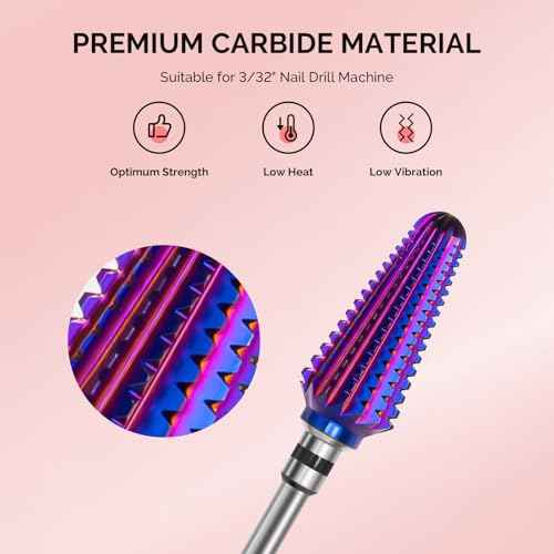 MelodySusie Professional Tornado Nail Drill Bits, 3/32'' Carbide Tungsten Multi-function Bits, Suitable for Manicure Pedicure Cuticle Gel Polishing, Salon Bits, Purple, Series Bit-X, XC