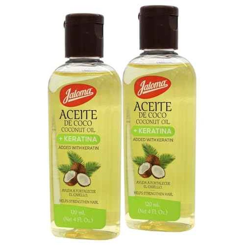 Jaloma Coconut Oil with Keratin to Help Strengthen Hair, 2 Pack, 4 Oz Each Bottle