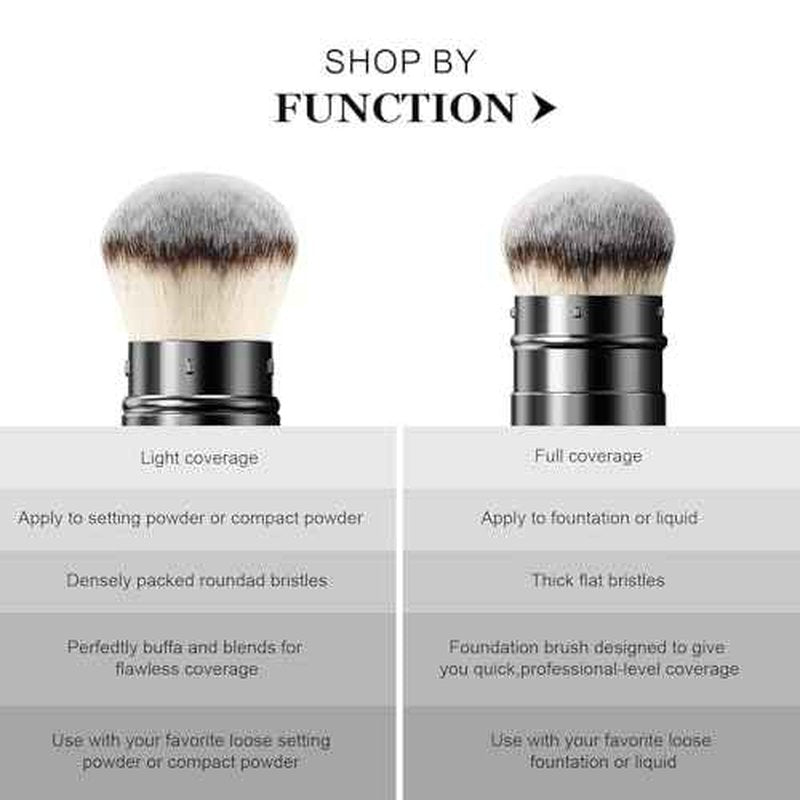 DUcare Retractable Airbrush Kabuki Brush for All Face Makeup & Foundation for Liquid, Cream and Powder Face Makeup With Aluminum Handle