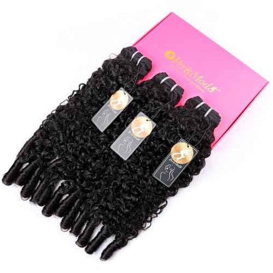 PerisModa 15A Raw Burmese Curly Bundles 100% Human Hair Bundles Pix Curly Bundles Unprocessed Human Hair Extensions 16 18 20 Inches 3PC 100% Unprocessed Virgin Water Wave Hair For Women Natural Black