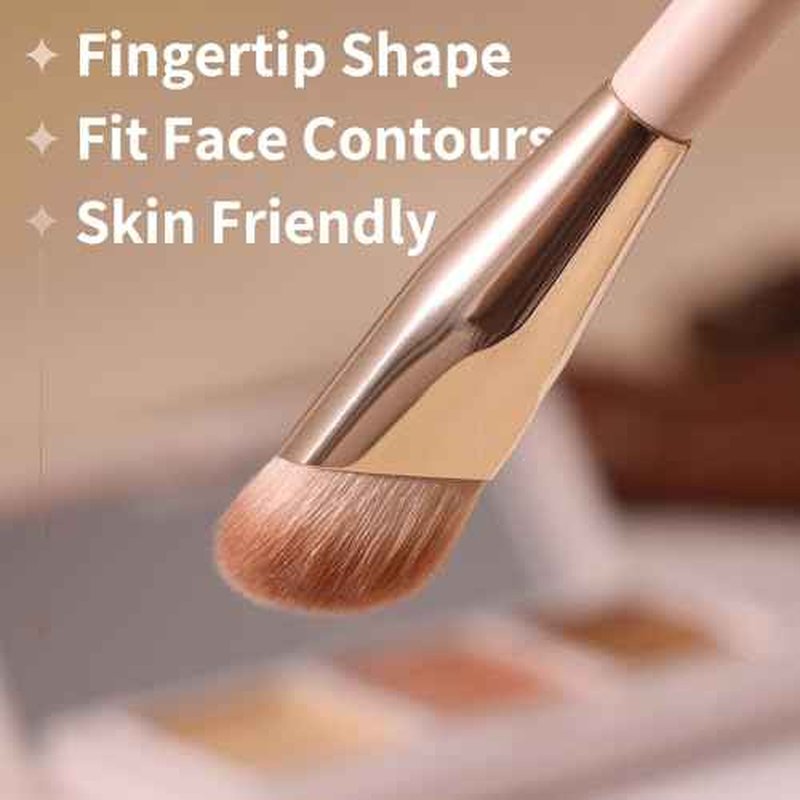 Small Angled Concealer Brush For Under Eye Brightening, Precision Face Makeup Brush (193 concealer brush-Pink)