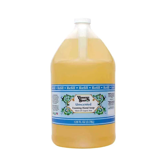 VERMONT SOAP Organics Foaming Hand Soap, Liquid Soap with Pre-diluted Formula - Ready to Use Simply Unscented Hand Soap With Convenient and Economical Gallon Refill Size