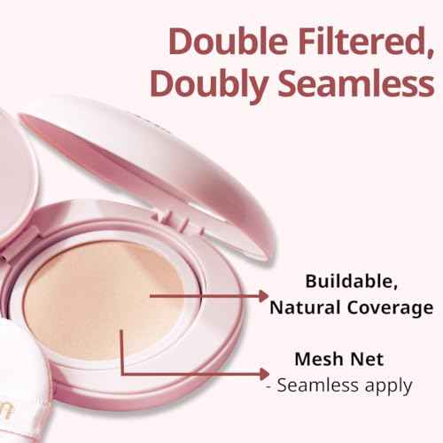 milktouch Cushion Foundation, 24H Flawless Skin, Radiant Shine, No Oxidation, Long-Lasting, Non-Creasing, 60% Hydrating Skincare Infused Korean, Stocking Stuffers, Christmas Gifts (21N Natural Beige)