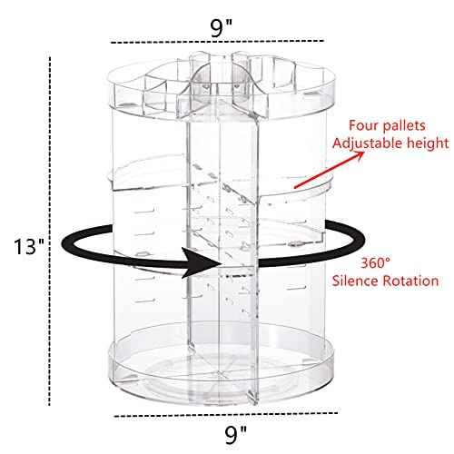 Cq acrylic Rotating Makeup Organizer,Adjustable Spinning Skincare Organizer for Vanity,Countertop,Clear Rotating Perfume Organizers,Bathroom Lazy Susan Organizer and Spin Skin Care Storage Rack,1 Pack