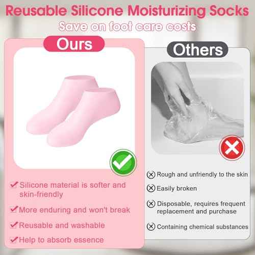 XANGNIER 6 Pairs Silicone Socks for Dry Cracked Feet Women,Moisturizing Foot Mask Exfoliating Silicone Socks,Foot Spa Gel Socks for Cracked Heels,Softening Rough Skin and After Pedicure Care