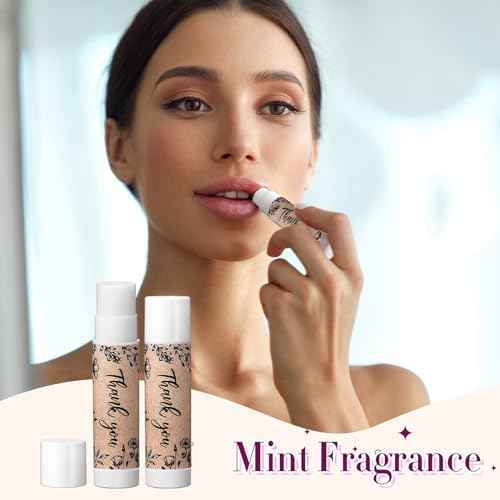 Redbaker 30 Pcs Thank You Gifts Party Favors Lip Balms Bulk Wedding Bridal Shower Favors for Guests Baby Shower Souvenirs Retro Wood Grain Moisturizing Lip Care for Women Employee Bag Filler Stuffer