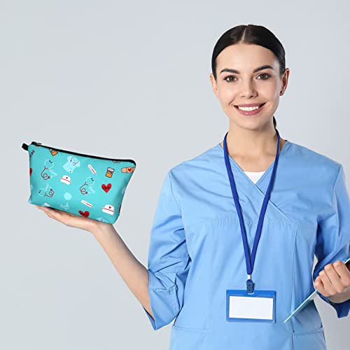 4 Pieces Nurses Cosmetic Bag Funny Teeth Makeup Bags Nurse Gift Makeup Bags Nurse Pouch Waterproof Toiletry Bag for Nurses Day Graduation Appreciation Gift Practitioner Supplies Women(Heart)