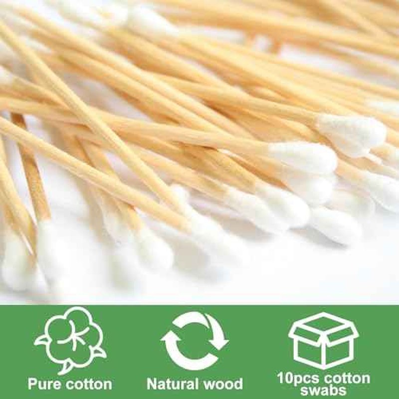 Cotton Swabs Travel Size,Individually Wrapped Cotton Swabs Bulk 10 Pcs Per Pack,Double Tipped Wood Stick Cotton Swabs,Cotton Buds for Ear Make Up Hotel Daily Cleaning Pet Care Arts Crafts 50