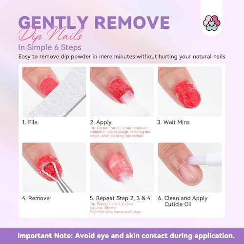 SAVILAND Dip Powder Remover 2 Pcs: Professional Dip Nail Remover Kit Gentle & Safe Remove Dip Nails With Cuticle Oil Nail File Tools No Need Soaking Or Wrapping 0.5 Floz Home Use