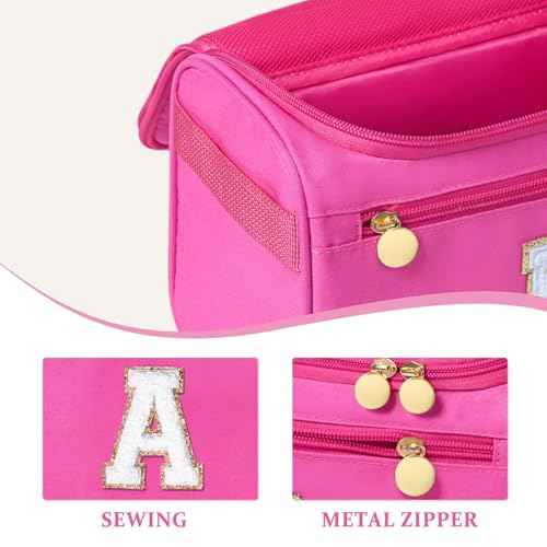 COSHAYSOO Initial Girls Hanging Toiletry Bag Tween Preteen Teenager Christmas Birthday Gifts Basket Stuffers for Teen Girl 10-12 12-14 16-18 Travel Trip Favors College Dorm Essentials Pink Letter A