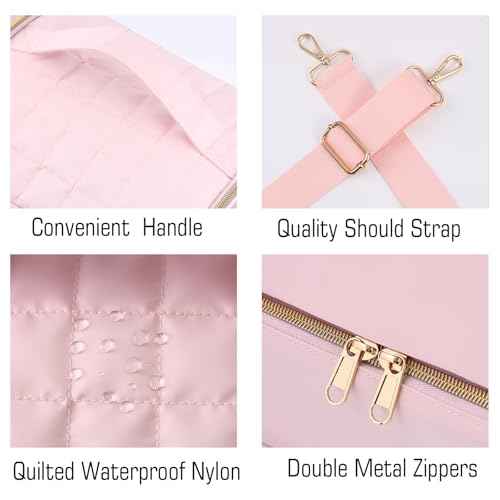 Nail Polish Organizer Case,Nail Storage Organizer Holds Nail Lamp & 50 Bottles Nail Polish,Nail Tech Travel Case,Waterproof Nail Kit Organizer Bag Fits Nail Supplies & Manicure Tools (Pink)