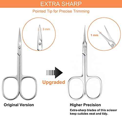 THRAU Cuticle Scissors Extra Fine for Manicure and Pedicure, Curved Blade Nail Scissors, Precise Pointed Tip Grooming Kit for Eyebrow, Eyelash, Trim Nail and Dry Skin, Small Scissors