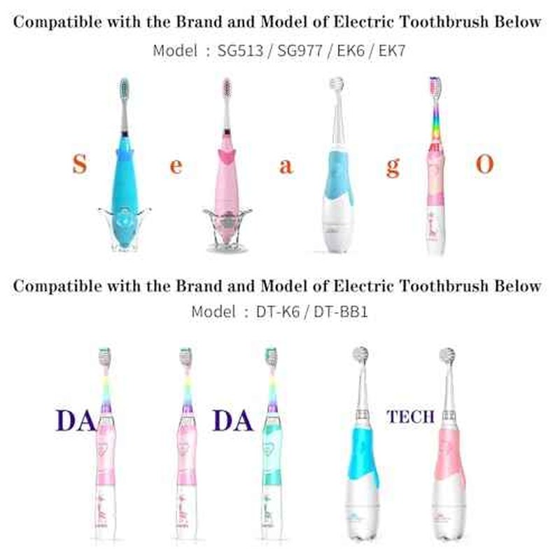 Compatible with Seago SG513/SG977/SGEK6/DT-K6 Electric Toothbrush Replacement Brush Heads,for Seago Kids Electric Toothbrush 3+Years with dust Cover,10 Pack (Pink, Medium)