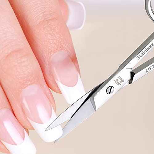 Nail Scissors Curved Micro Serrated Stainless Steel Eyebrow Scissors for Eyelash, Mustache, Beard, Nose Hair, Toenail ? Pedicure, Manicure Scissors for Men and Women