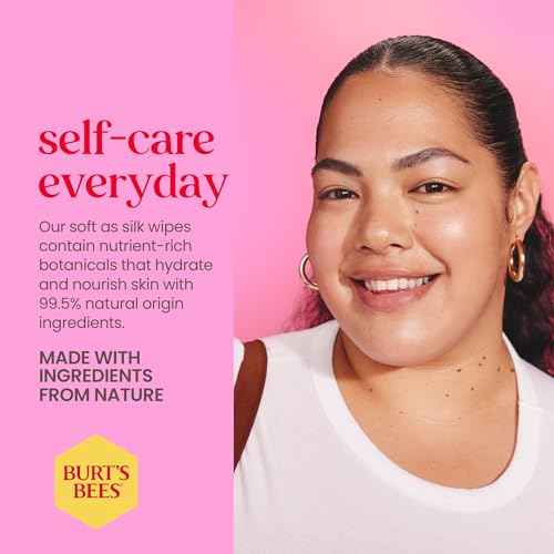 Burt's Bees Stocking Stuffers, Rose Water Face Wipes, for All Skin Types, Hydrating Micellar Makeup Remover & Facial Cleansing Towelettes, Skin Care Christmas Gifts, 30 Ct (3-Pack)